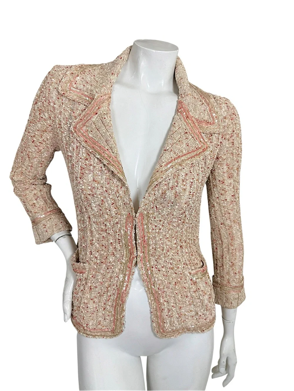 Chanel 06P Spring 2006 Sequin Belted Knit Cardigan Jacket